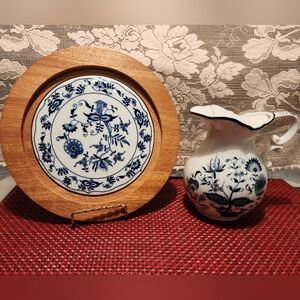 Blue Danube Cheese Board and Blue Onion Creamer